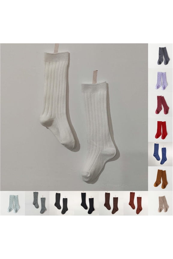 Baby Ribbed High Socks Spanish Style Solid Color Long Stockings Ruffle Knit Athletic School Socks 0-2 Years