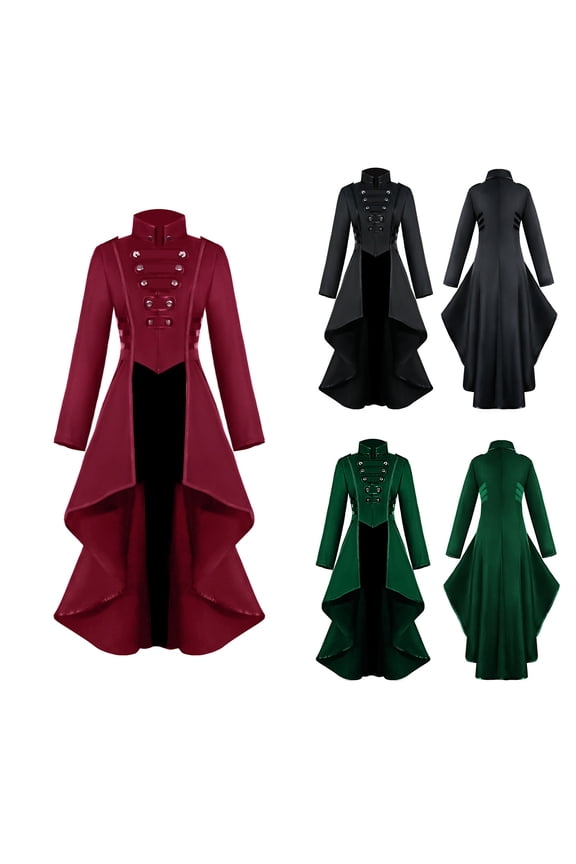 Big Girls Renaissance Tuxedo Trench Jacket Vintage Tailcoat Formal Gothic Performance Outerwear