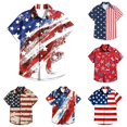 thumbnail image 1 of VOUZZA Boys 4th of July Button Down Short Sleeve Shirt Kids Patriotic American Flag Independence Day Graphic Print Hawaiian Beach Camp Top Size 5-17, 1 of 4