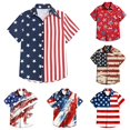 thumbnail image 1 of VOUZZA Boys 4th of July Button Down Short Sleeve Shirt Kids Patriotic American Flag Independence Day Graphic Print Hawaiian Beach Camp Top Size 5-17, 1 of 4
