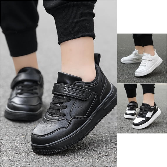 VOUZZA Boys Athletic Sneakers Fashion Autumn Patchwork Leather Upper Hook Loop Adjustable School Run Shoes