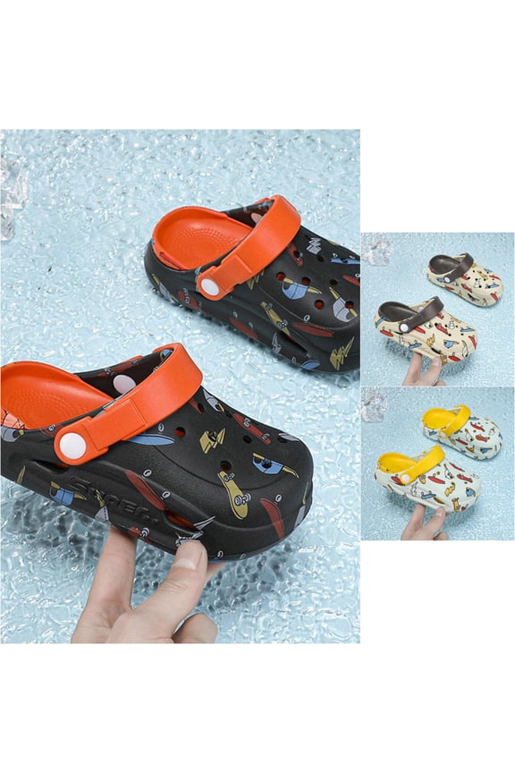 Boys Camouflage Clogs Kids Cartoon Beach Sandals Non-Slip Lightweight Slip-On Water Shoes Outdoor Pool Garden Slippers 5-11Y