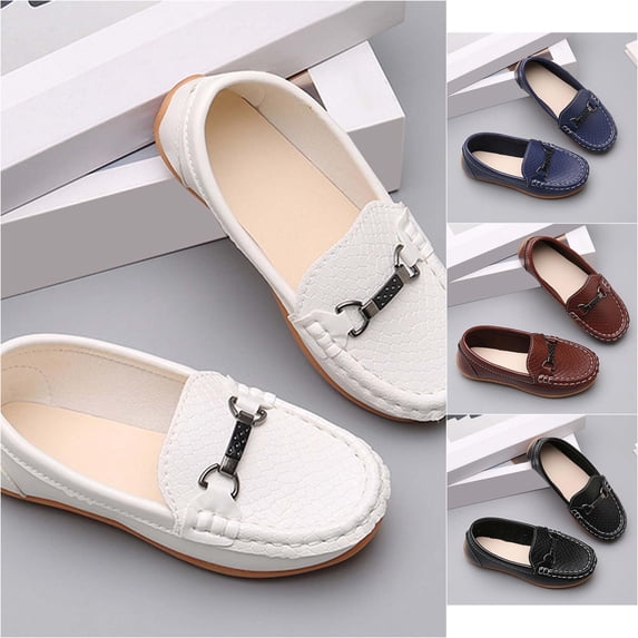 VOUZZA Boys Casual Loafers Kids Leather Soft Sole Non- Toddler School Shoes Lightweight Comfortable Everyday Walking Flats 1-12Y