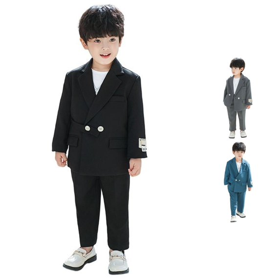 VOUZZA Boys Formal Suit Set Dress Jacket or Shirt and Pants 2 Piece Ring Bearer Outfit Boys Dress Clothes Spring Fall