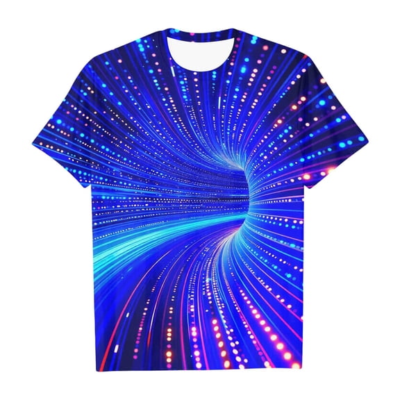 VOUZZA Boys Graphic Tee Futuristic Sci-Fi 3D Laser Ray Printed Crewneck Short Sleeve Blended Cotton T-Shirt Top