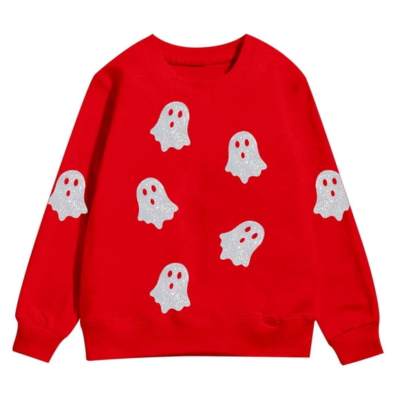 VOUZZA Boys Halloween Hoodie Ghost Graphic Long Sleeve Loose Pullover Top with Pocket
