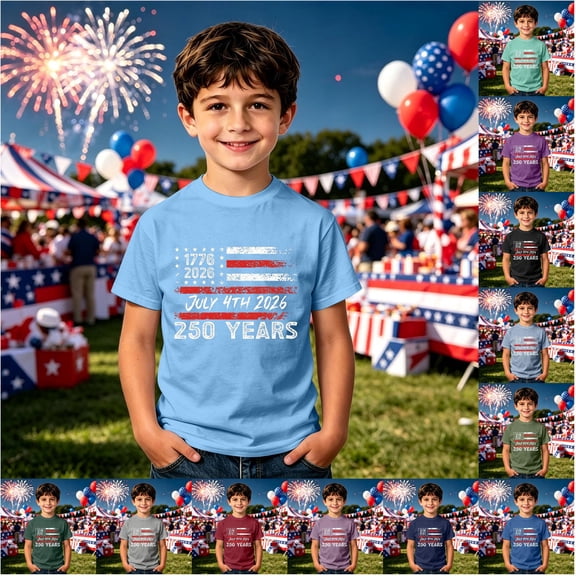 VOUZZA Boys Patriotic Graphic Tee Fourth of July Freedom USA Flag Firework Printed Casual Short Sleeve T-Shirt