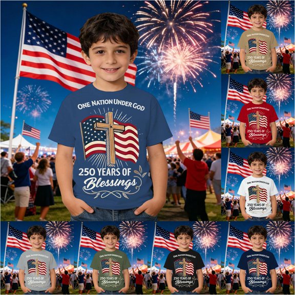 VOUZZA Boys Patriotic T-Shirt 4th of July US Flag Distressed Graphic Print Short Sleeve Cotton Active Tee Shirt