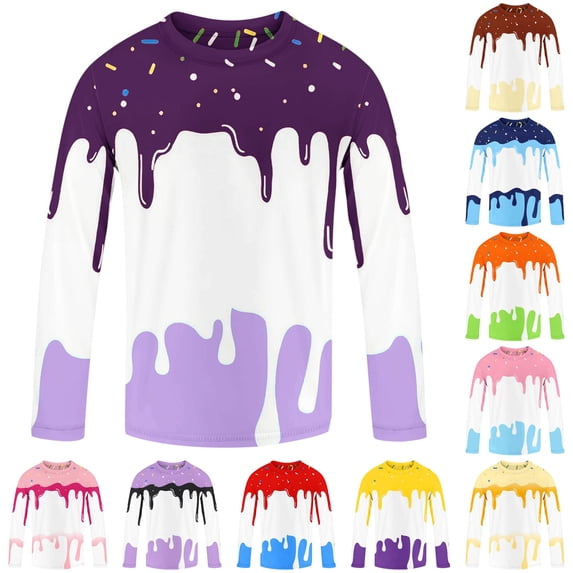 VOUZZA Boys Rash Guard 4th of July Independence Day Ice Cream Print Long Sleeve Swim Shirt