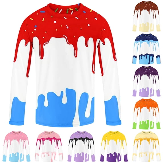 VOUZZA Boys Rash Guard 4th of July Independence Day Ice Cream Print Long Sleeve Swim Shirt