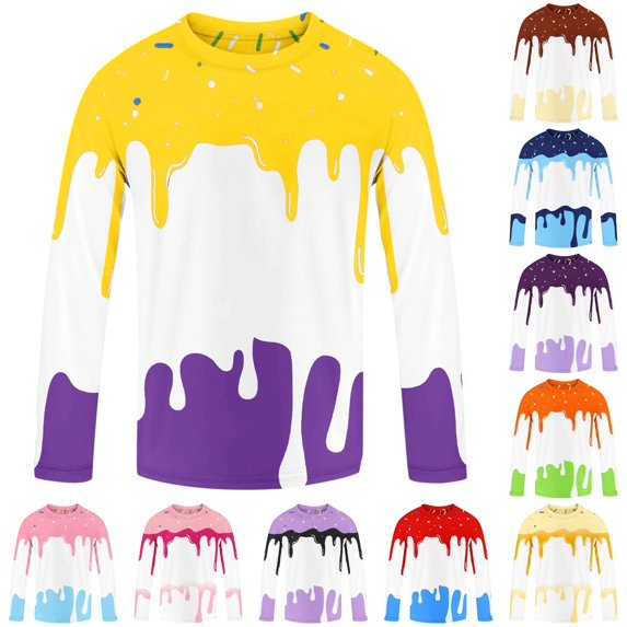 VOUZZA Boys Rash Guard 4th of July Independence Day Ice Cream Print Long Sleeve Swim Shirt