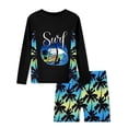 thumbnail image 1 of VOUZZA Boys Swimsuit 2 Piece Rash Guard Set Long Sleeve Printed Tops with Swim Trunks Bathing Suit, 1 of 2