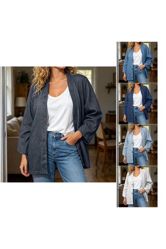 Casual Cardigans for Women Solid Color Pattern Printed Lightweight Open Front Cardigan Sweater Top Long Sleeve Soft Knit Duster Outwear Coat Fashion Layering Jacket
