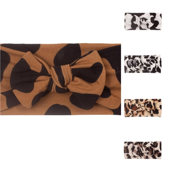 VOUZZA Cheetah Print Newborn Infant Baby Girls Leopard Print Headbands Wide Band Seamless Bow Ins Style For Baby Daily Wear Baby Gear