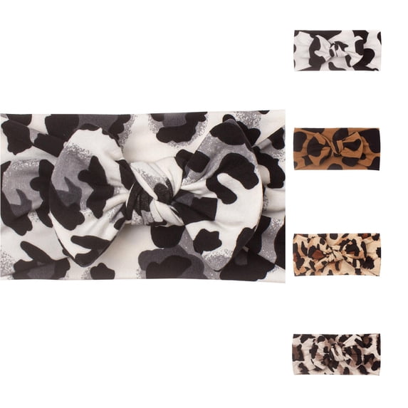 VOUZZA Cheetah Print Newborn Infant Baby Girls Leopard Print Headbands Wide Band Seamless Bow Ins Style For Baby Daily Wear Baby Gear