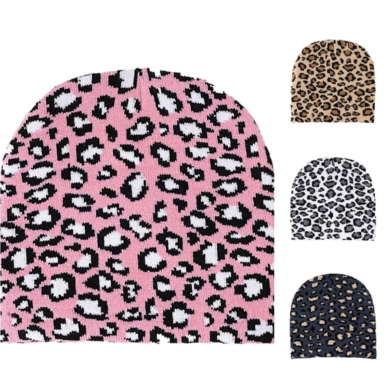 VOUZZA Cheetah Print Slouchy Beanie for Women Men Oversized Windproof Leopard Print Knitted Winter Hats for Cold Weather Soft Warm Unisex Skull Caps