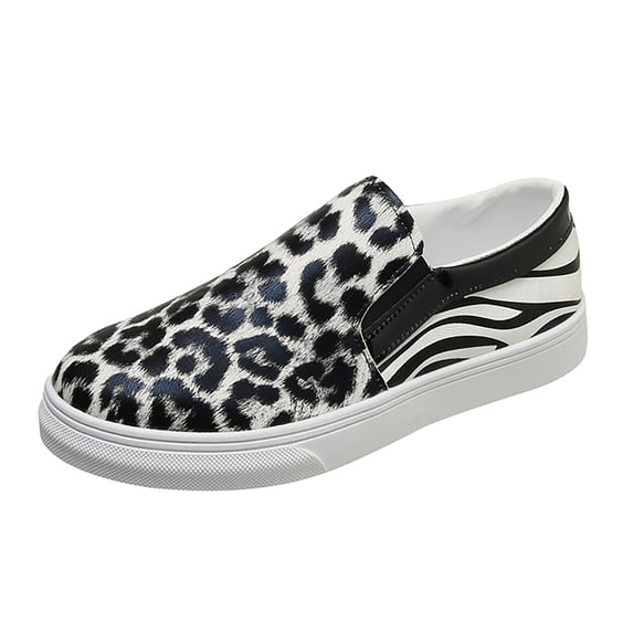 VOUZZA Cheetah Print Women Shoes Casual Fashion Leopard Print Leather Low Cut Comfortable Flat Sole Casual Single Shoes Sneakers For Women