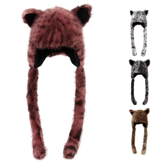 VOUZZA Cheetah Print Womens Winter Hat Leopard Print Lightweight Warm Cap with Long Ears Stretchy Casual Soft Comfortable Cold Weather Winter Hat