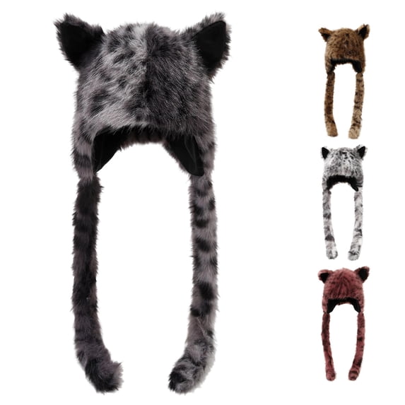 VOUZZA Cheetah Print Womens Winter Hat Leopard Print Lightweight Warm Cap with Long Ears Stretchy Casual Soft Comfortable Cold Weather Winter Hat