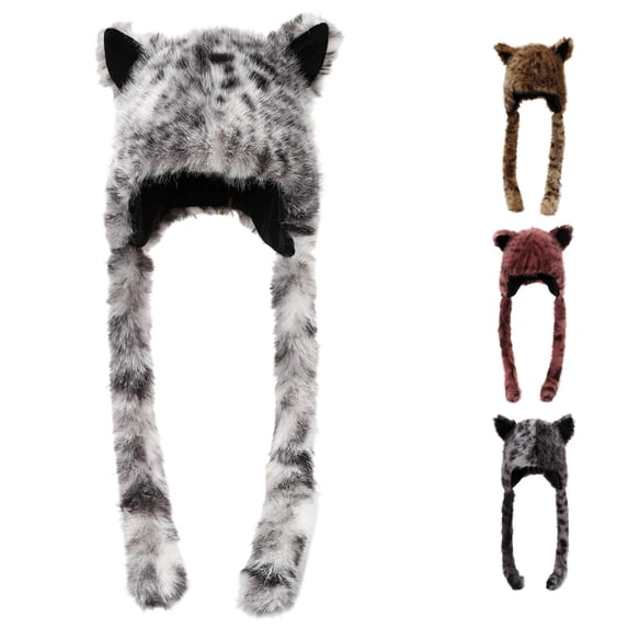 VOUZZA Cheetah Print Womens Winter Hat Leopard Print Lightweight Warm Cap with Long Ears Stretchy Casual Soft Comfortable Cold Weather Winter Hat