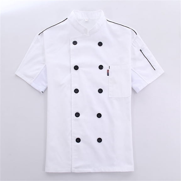 VOUZZA Chef Uniform Professional Short Sleeve Double Breathable Chefs Jacket Moisture Wicking Restaurant Kitchen Work Shirt for Men
