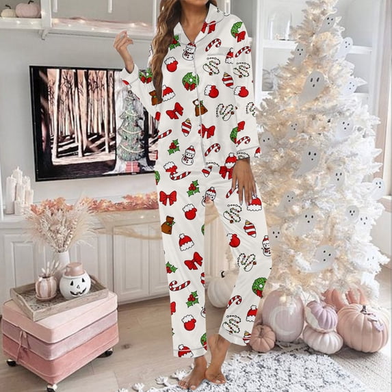 VOUZZA Christmas Pajamas for Women Set Cookie 2 Piece Candy and Bow ...