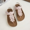 thumbnail image 1 of VOUZZA Cork Footbed Kids Slippers, Open Toe Floral Pattern Slides with Studded Rivets, Summer Beach Sandals for Toddler Boys Girls, Size 6C-1 Kid, 1 of 5