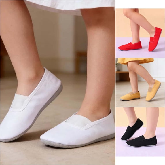 VOUZZA Girls Ballet Dance Shoes Breathable Canvas Gymnastics Slippers Casual Soft Flexible Sole Training Loafers Kids