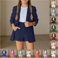 thumbnail image 1 of VOUZZA Girls Blazer Outfits 2-Piece Set Double Long Sleeve Suit Jacket with High Waisted Casual Shorts 3-14, 1 of 7