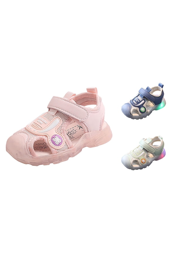 Girls Boys Summer Casual Soft Sole Fashion Light On LED Beach Shoes Luminous Glowing Sandals Lightweight Breathable Sneakers Slip