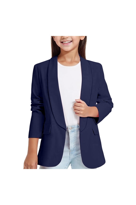 Girls Classic School Classroom Dress Blazer Casual Formal Suit Jacket Wedding Tuxedo Outerwear Coat Smart Kids Tops