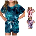 thumbnail image 1 of VOUZZA Girls Graphic 2 Piece Shorts Set, Short Sleeve T Shirt and Shorts, Kids Summer Outfit, Toddler Matching Clothes, Kids Matching Set, 1 of 6