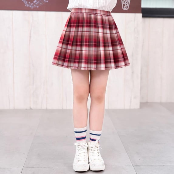 VOUZZA Girls High Waisted Pleated Plaid Skirt, School Uniform JK Mini Skirt, Bowknot A-Line Skort Outfits for Big Kids Autumn