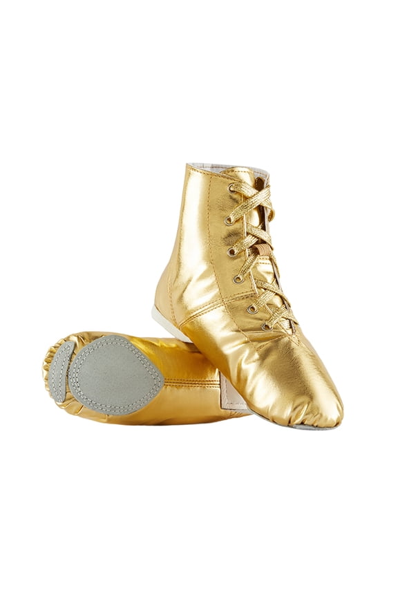 Girls Jazz Shoes Soft Sole Metallic PU Dance Boots Youth Ballet Practice Yoga Gymnastics Footwear