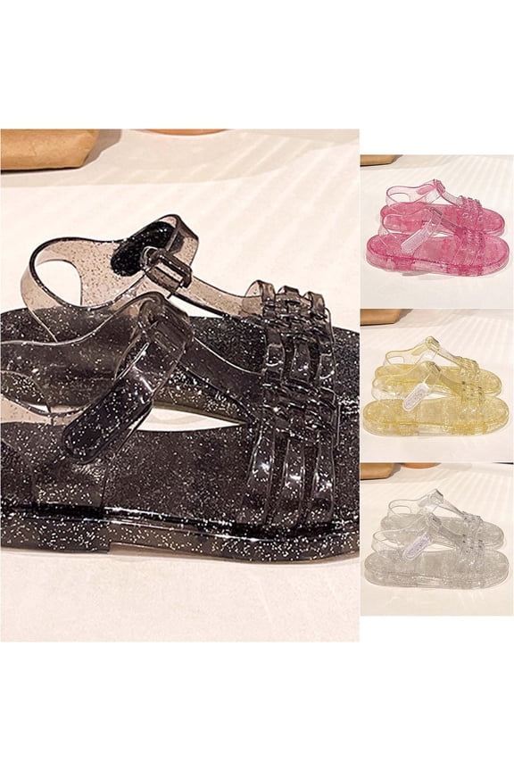 Girls Jelly Sandals Breathable Open Toe Hollow Out Rome Beach Shoes Soft Sole Casual Summer Clogs Kid 2-10Y