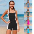 thumbnail image 1 of VOUZZA Girls One Piece Swimsuit Contrast Color Block Ruffle Bathing Suit with Removable Padded Cups Beach Swimwear, 1 of 5