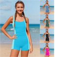 thumbnail image 1 of VOUZZA Girls One Piece Swimsuit Contrast Color Block Ruffle Bathing Suit with Removable Padded Cups Beach Swimwear, 1 of 5