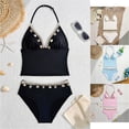 thumbnail image 1 of VOUZZA Girls Shell Bikini Set 2-Piece Triangle Halter Neck Swimsuit Cutout Bathing Suit Beach Pool Wear for Girls Youth Ages 13-17, 1 of 6