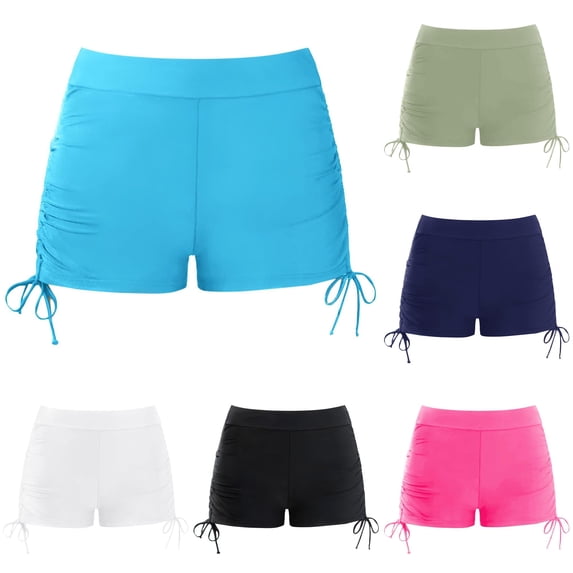 VOUZZA Girls Swim Bottoms Solid Color Comfort Stretch High Waisted Bikini Shorts Separates for Toddler Kids 3-12