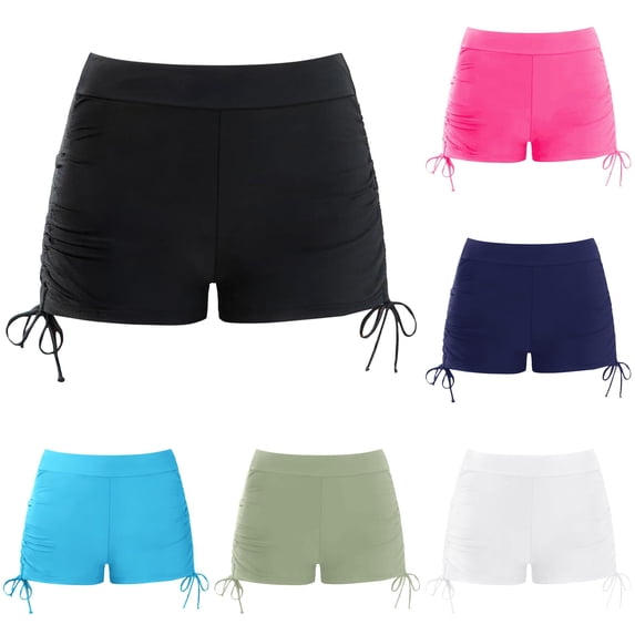 VOUZZA Girls Swim Bottoms Solid Color Comfort Stretch High Waisted Bikini Shorts Separates for Toddler Kids 3-12