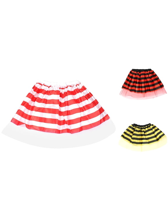 Girls Tutu Skirt Birthday Party Performance Rainbow Striped Cute Fashion Print Skirt Tiered Tulle Ballet Dancing Dress