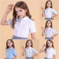 thumbnail image 1 of VOUZZA Girls White School Blouse Short Sleeve Cotton Turn Down Collar Button Up Shirt Choir Performance Uniform Top, 1 of 4