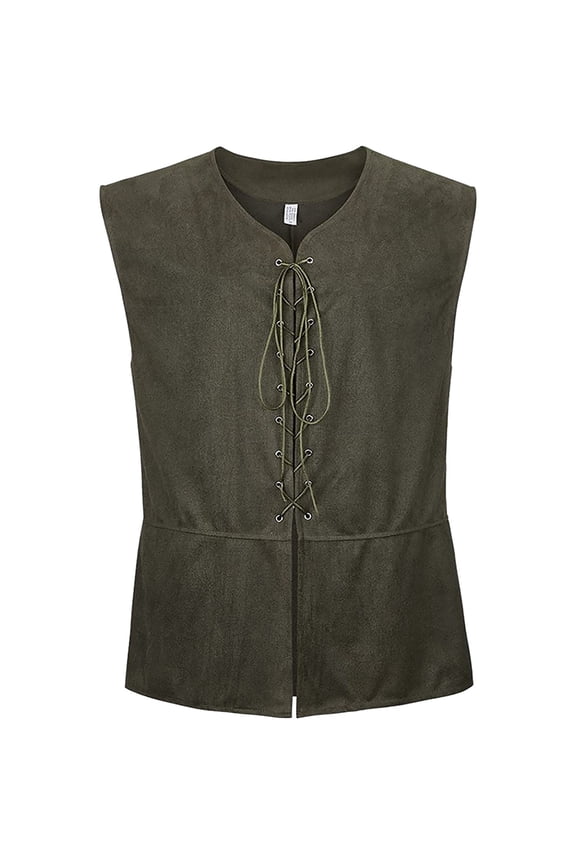 Gothic Steampunk Vest Men Lace Up Vintage Victorian Waistcoat Renaissance Sleeveless Medieval Costume Jacket Tops