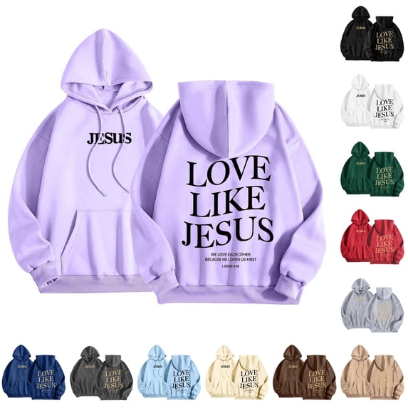 VOUZZA Graphic Hoodies for Men Inspirational Faith Graphic Long Sleeve Loose Fit Pullover Sweatshirt, Casual Hooded Sweater Top