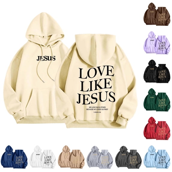 VOUZZA Graphic Hoodies for Men Inspirational Faith Graphic Long Sleeve Loose Fit Pullover Sweatshirt, Casual Hooded Sweater Top
