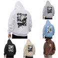 thumbnail image 1 of VOUZZA Graphic Hoodies for Men Letter Graphic Long Sleeve Lined Pullover Sweatshirt, Casual Hooded Sweater Top, Streetwear Pullover, 1 of 7
