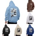 thumbnail image 1 of VOUZZA Graphic Hoodies for Men Letter Graphic Long Sleeve Lined Pullover Sweatshirt, Casual Hooded Sweater Top, Streetwear Pullover, 1 of 7