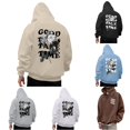 thumbnail image 1 of VOUZZA Graphic Hoodies for Men Letter Graphic Long Sleeve Lined Pullover Sweatshirt, Casual Hooded Sweater Top, Streetwear Pullover, 1 of 7