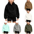 thumbnail image 1 of VOUZZA Hoodies for Girls, Dog Cat Graphic Long Sleeve Pullover Hoodie with Pet Carry Pouch, Casual Hooded Sweater Top, Ages 3-14, 1 of 7