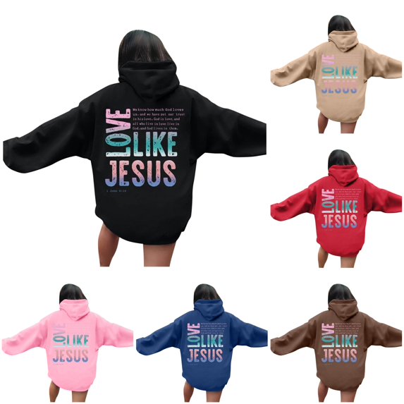 VOUZZA Hoodies for Women Inspirational Faith Graphic Long Sleeve Casual Pullover Sweatshirt, Classic Hooded Sweater Top